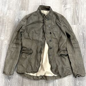 Y2K Anthropologie Jakett New York Grey Leather Military Jacket
